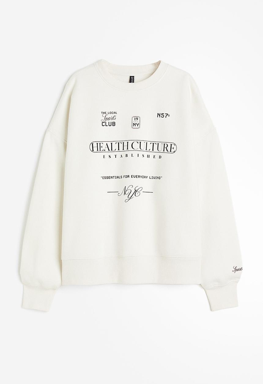 H&M - Oversized motif-detail sweatshirt - white, multi