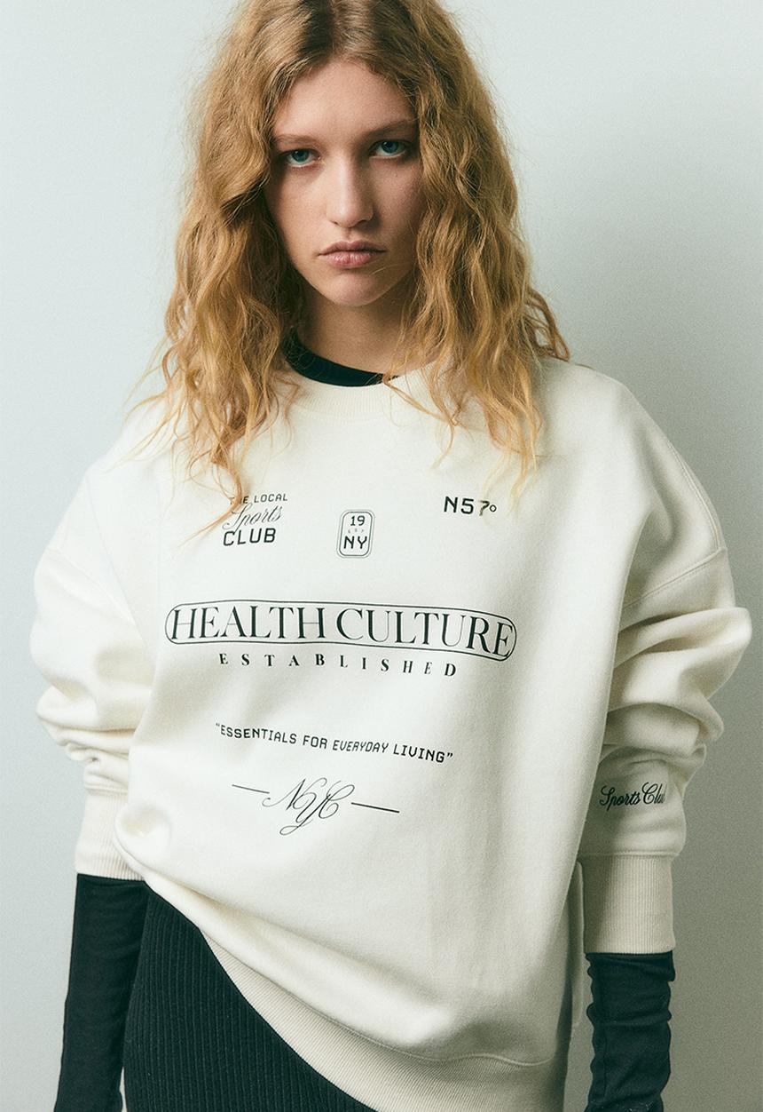 H&M - Oversized motif-detail sweatshirt - white, multi
