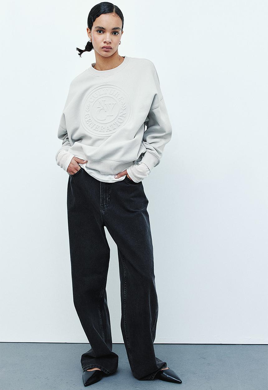 H&M - Oversized motif-detail sweatshirt - grey