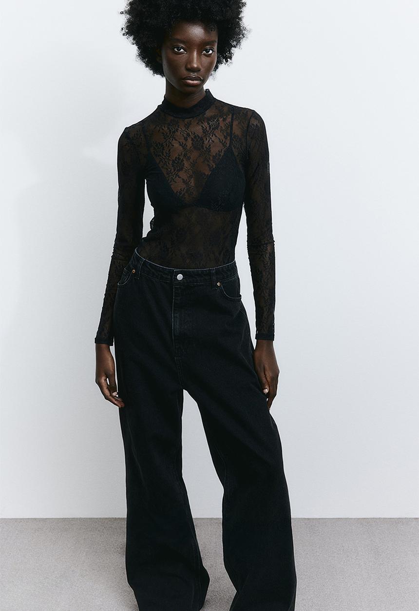H&M - Turtleneck thong body - black