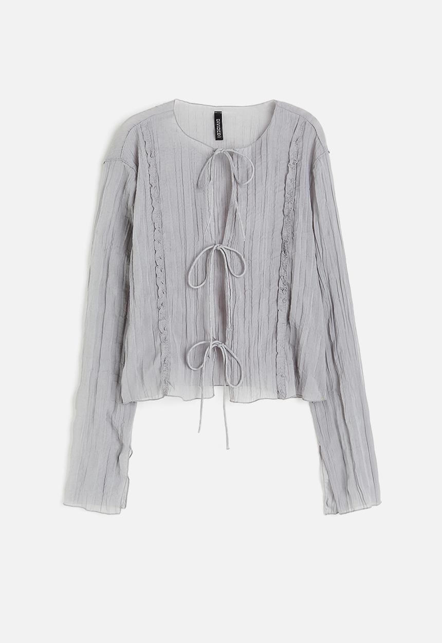 H&M - Sheer tie-front top - grey