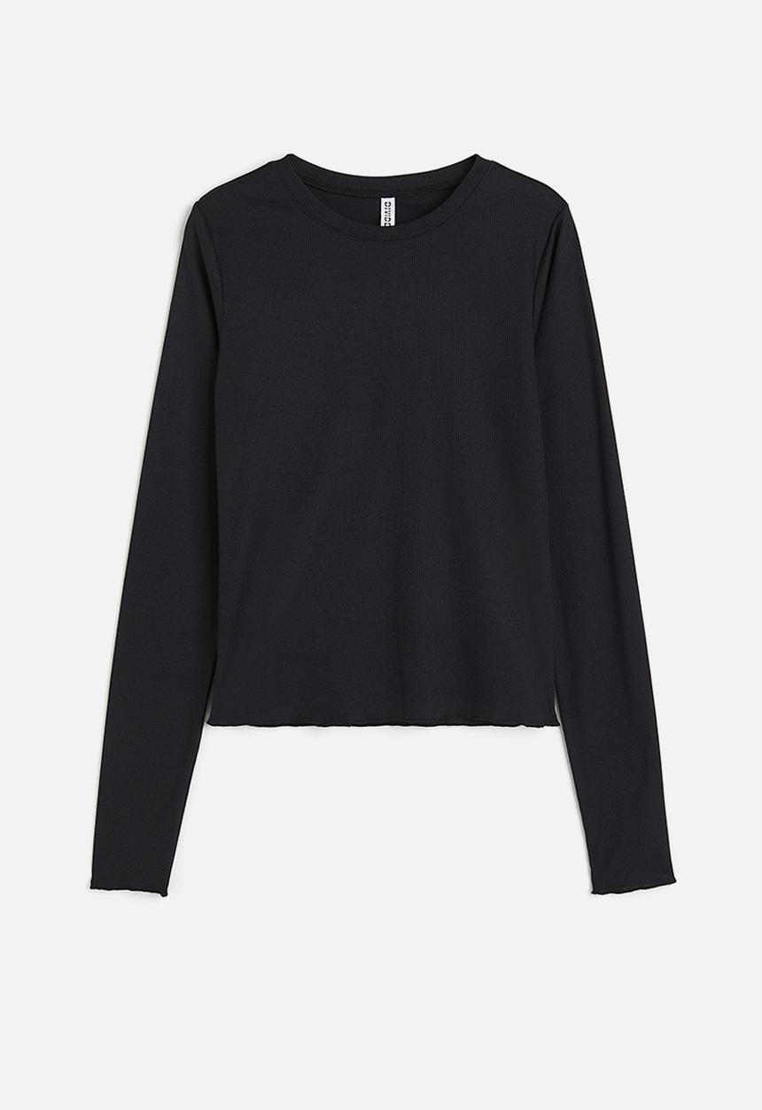 H&M - Sheer ribbed top - black