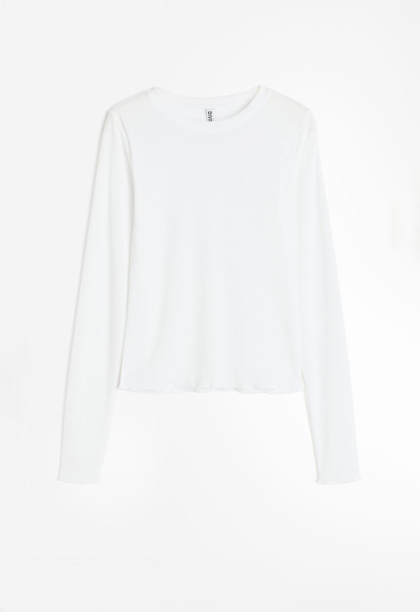 H&M - Sheer ribbed top - white