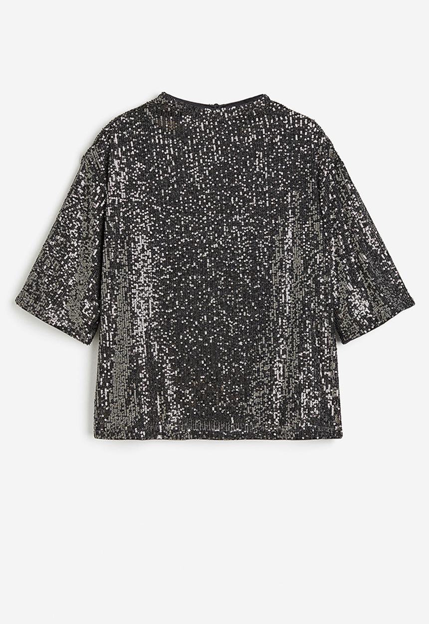 H&M - Sequined top - dark grey sequins