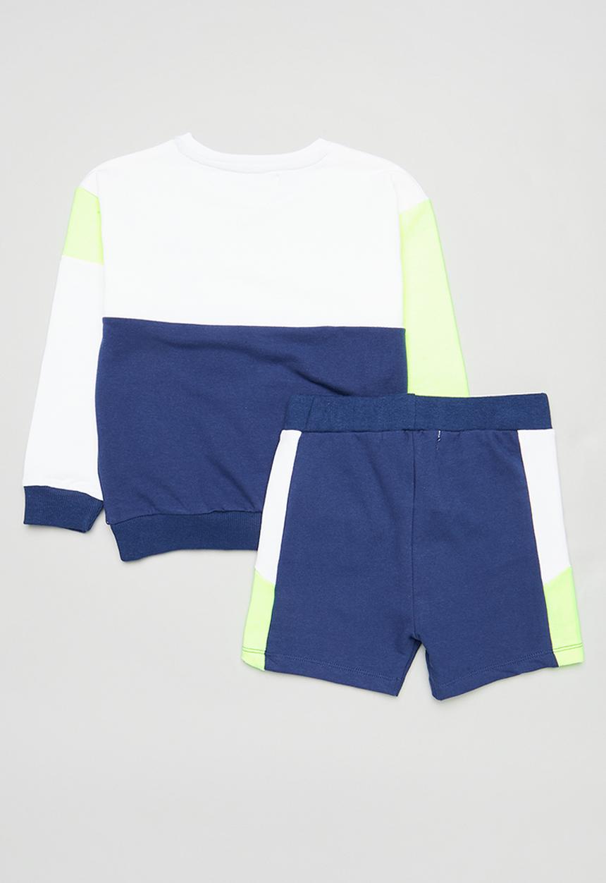 MINOTI - Fleece crew and short set - navy