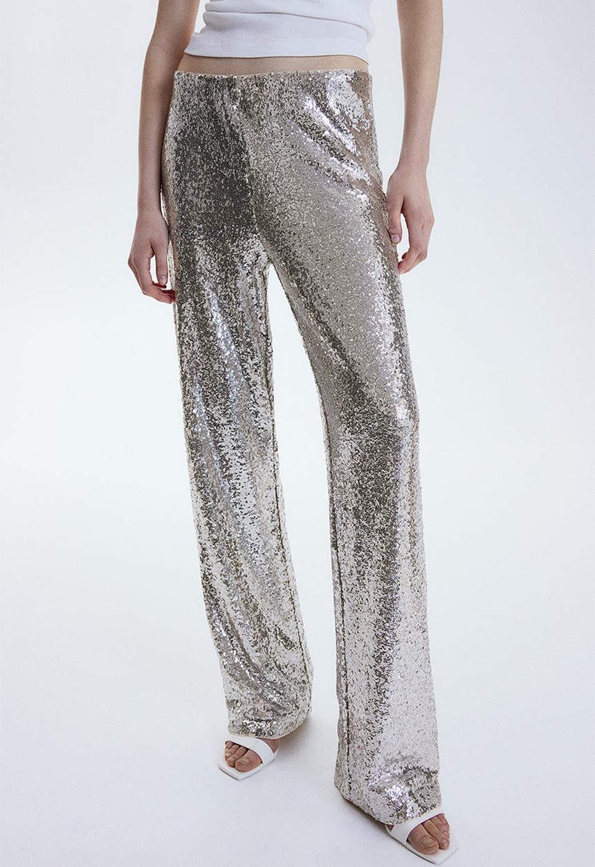 H&M - Sequined trousers - silver-coloured