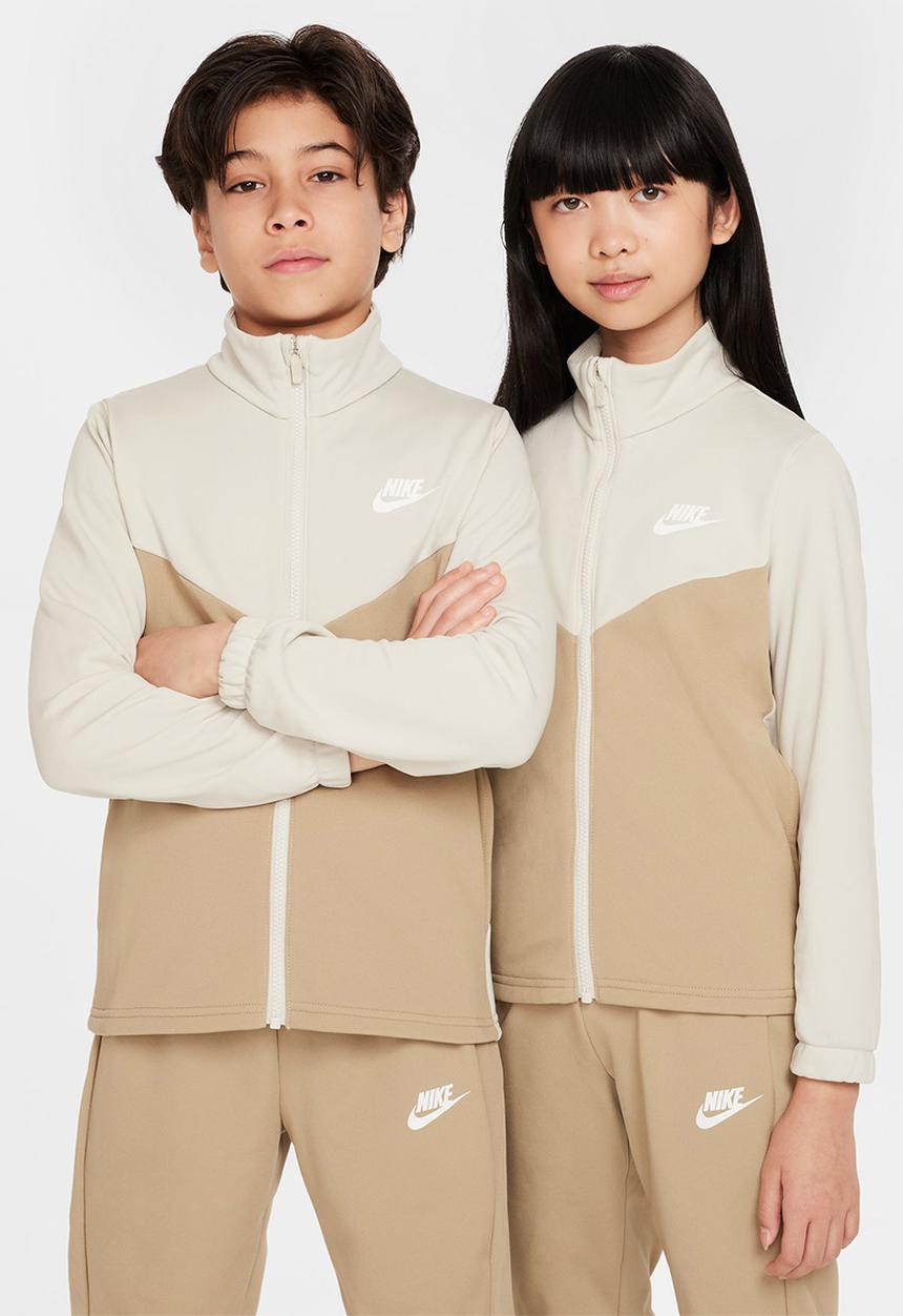 Nike - K nsw tracksuit poly fz hbr - light bone/khaki/white