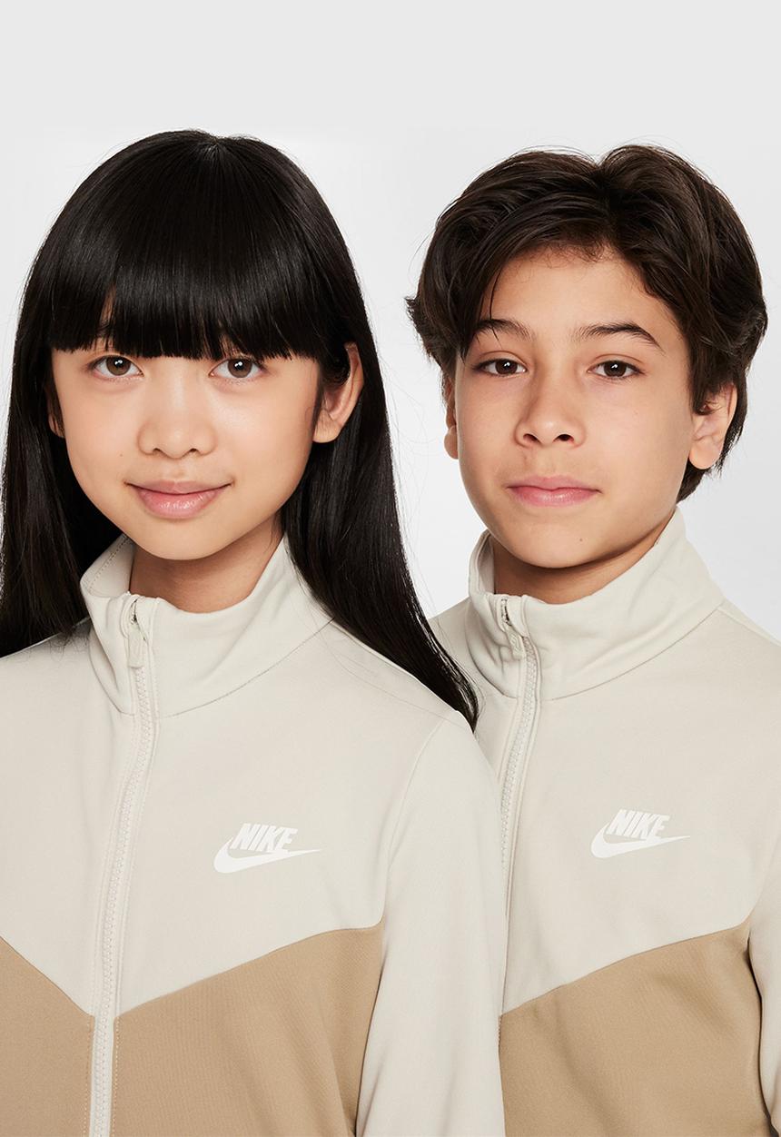 Nike - K nsw tracksuit poly fz hbr - light bone/khaki/white