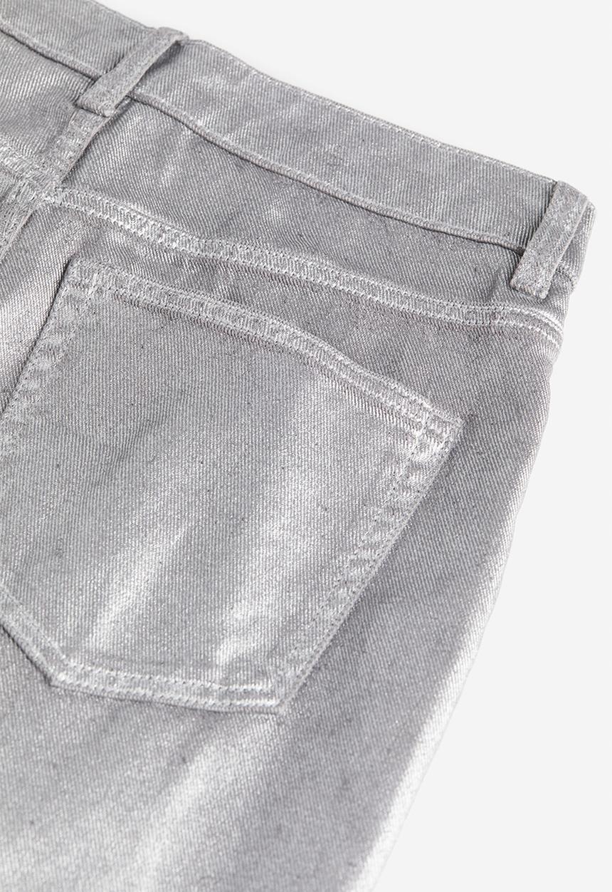 H&M - Coated straight high jeans - silver-coloured