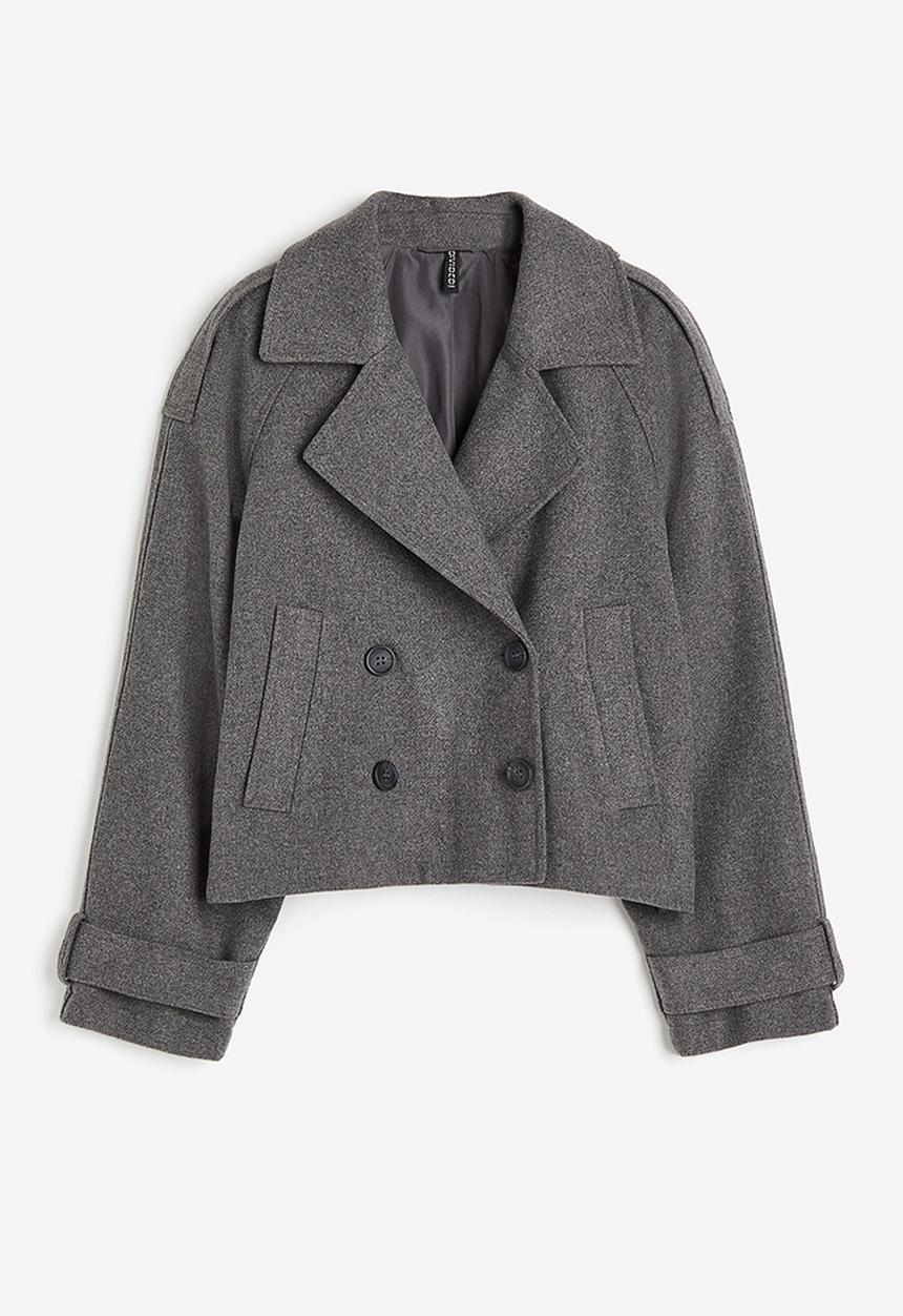 H&M - Double-breasted jacket - dark grey marl