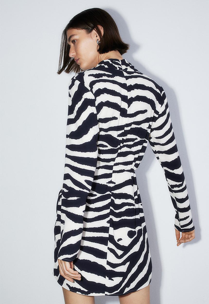 H&M - Draped wrap dress - black/zebra print