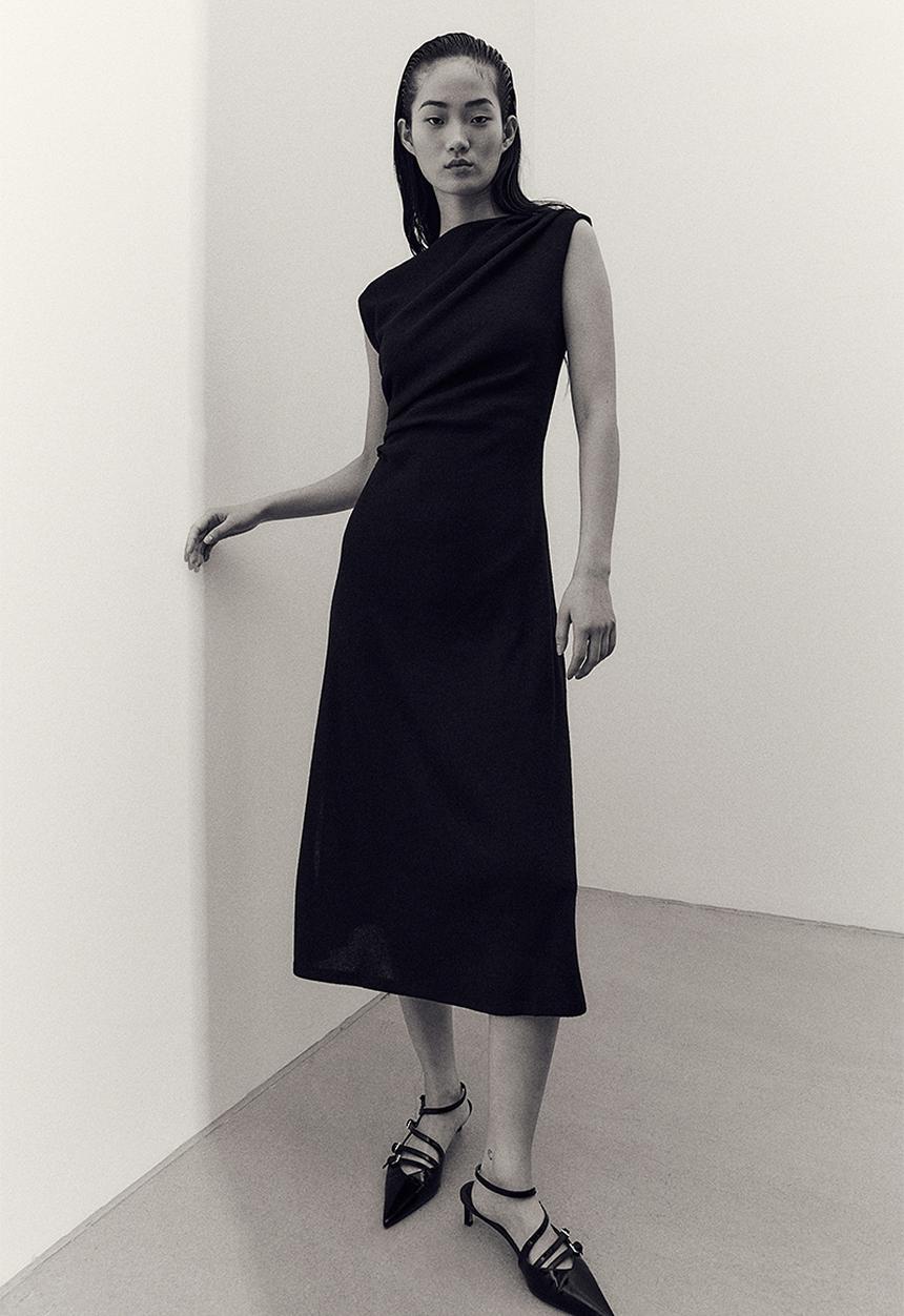 H&M - Draped jersey dress - black