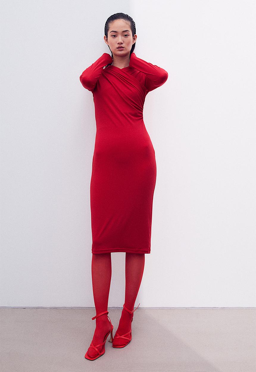 H&M - Draped bodycon dress - red