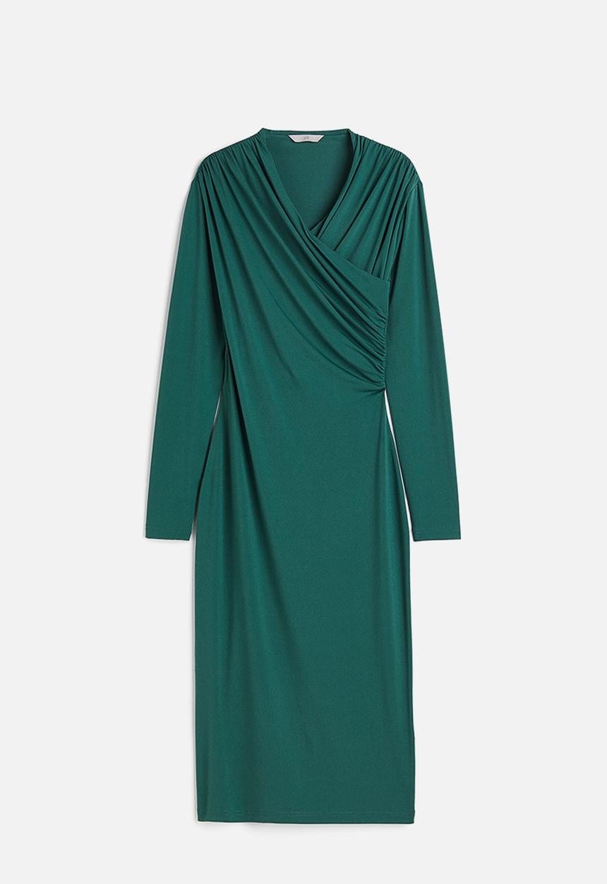 green emerald velvet dress Lime Green One Shoulder Midi Dress – Gabi Swimwear main image 0