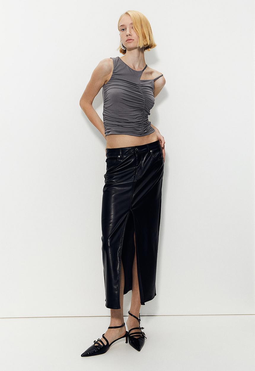 H&M - Gathered asymmetric top - grey