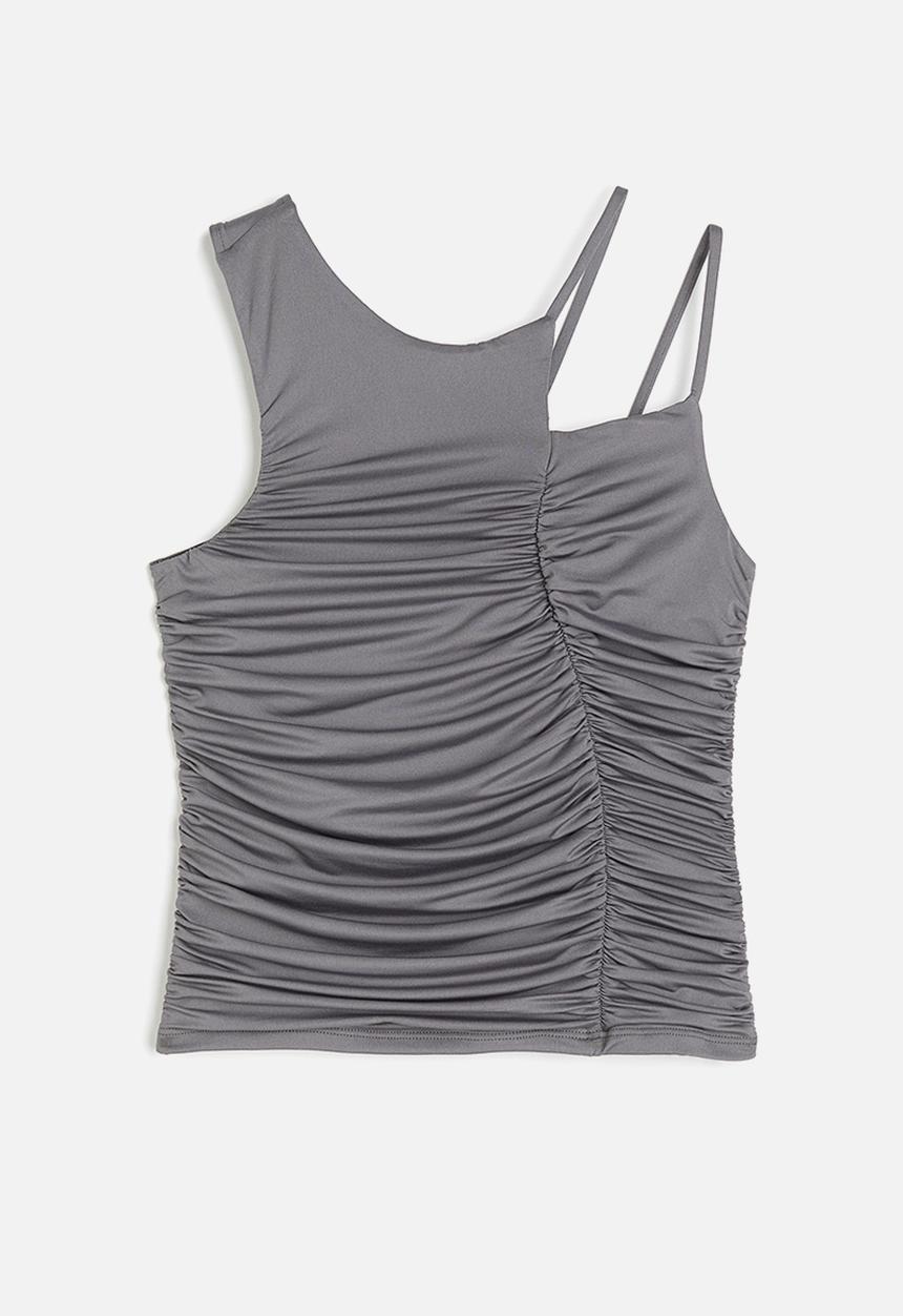 H&M - Gathered asymmetric top - grey