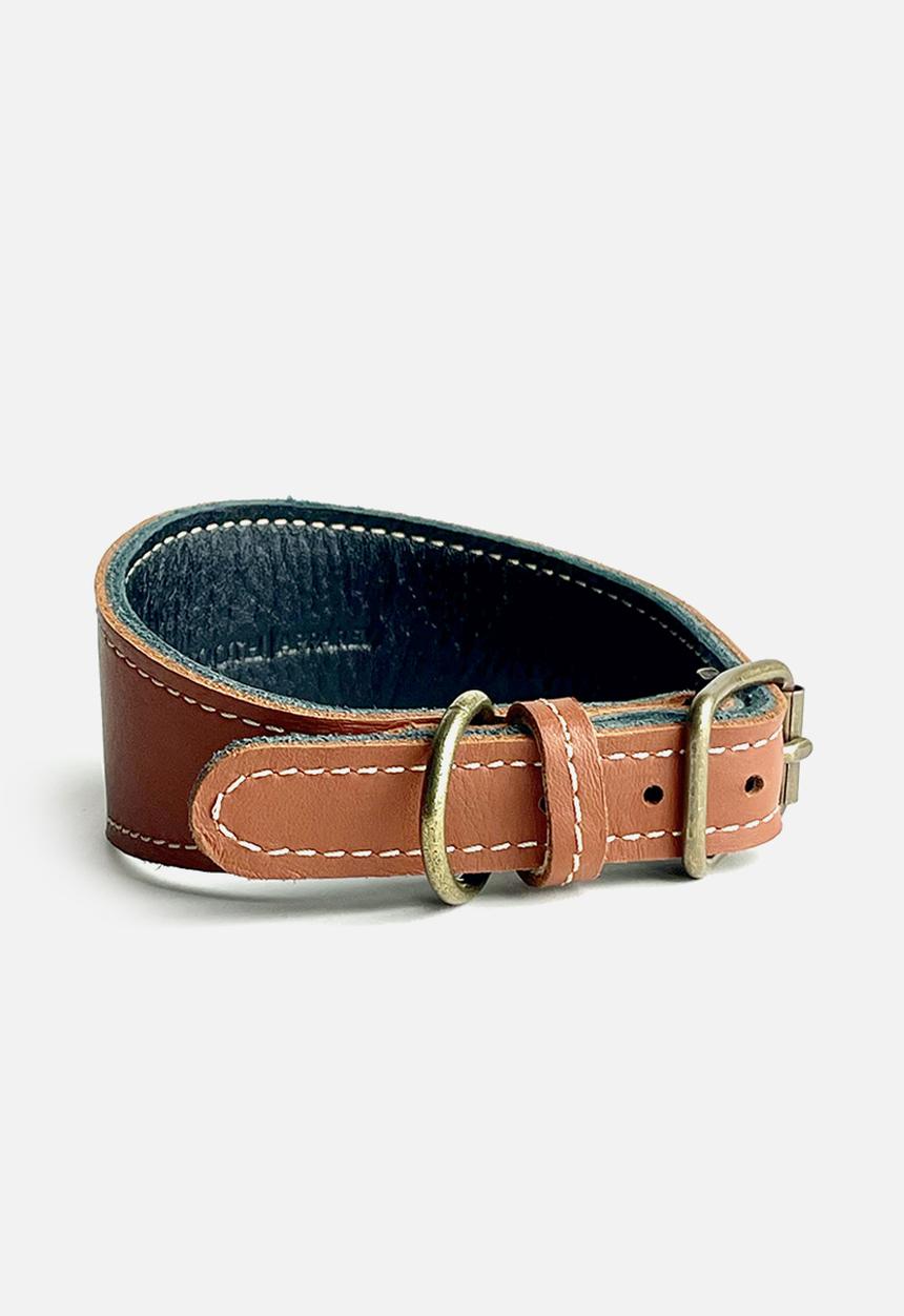 Houndstooth - Lurcher Curve collar - tobacco & black