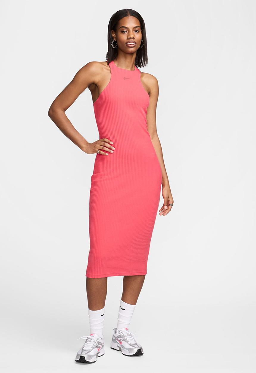Nike - Nike Sportswear Chill Rib Midi Dress - Aster Pink/Aster Pink