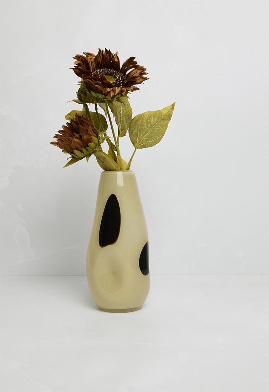 Sixth Floor - Organic Tall Glass Vase - Natural & Black