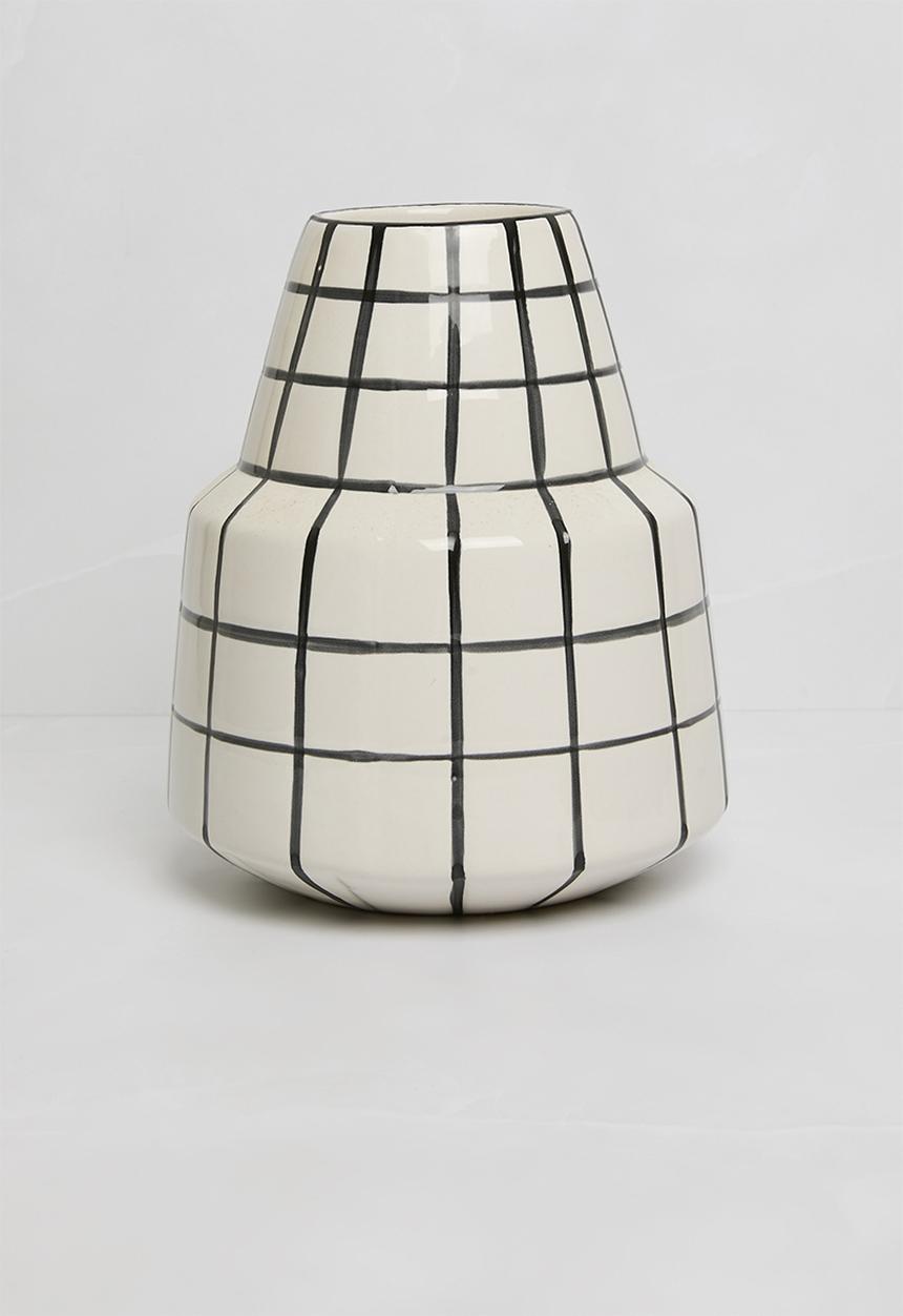 Sixth Floor - Ceramic Check Vase - Black & White