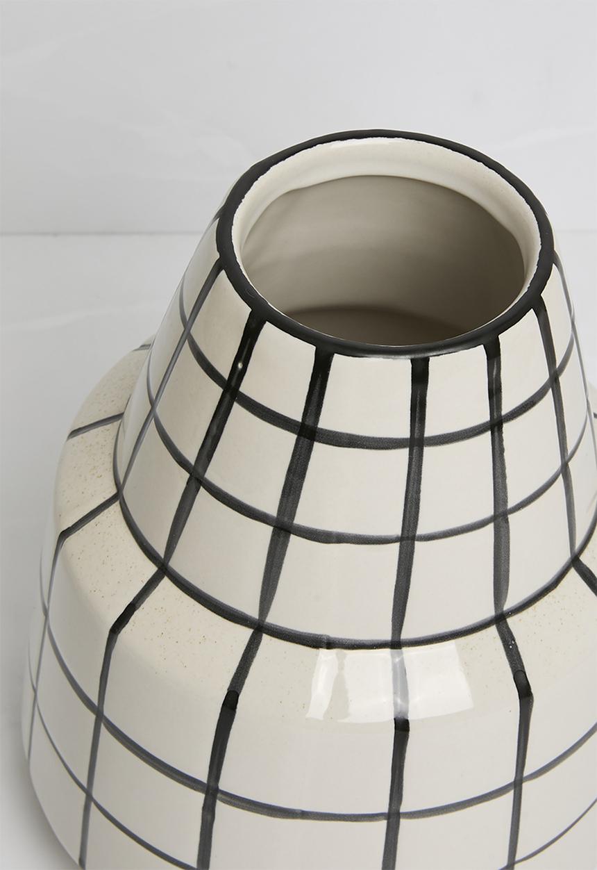 Sixth Floor - Ceramic Check Vase - Black & White