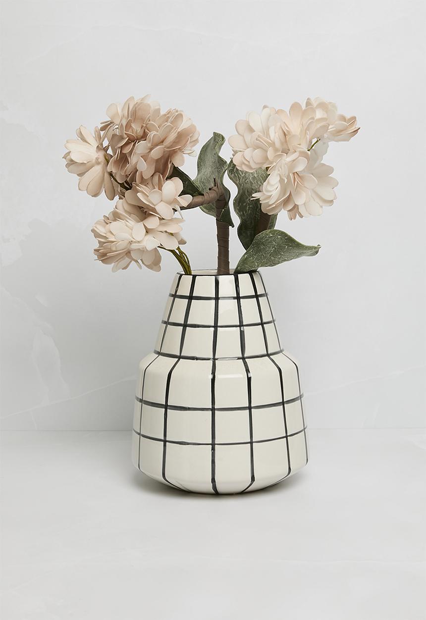 Sixth Floor - Ceramic Check Vase - Black & White