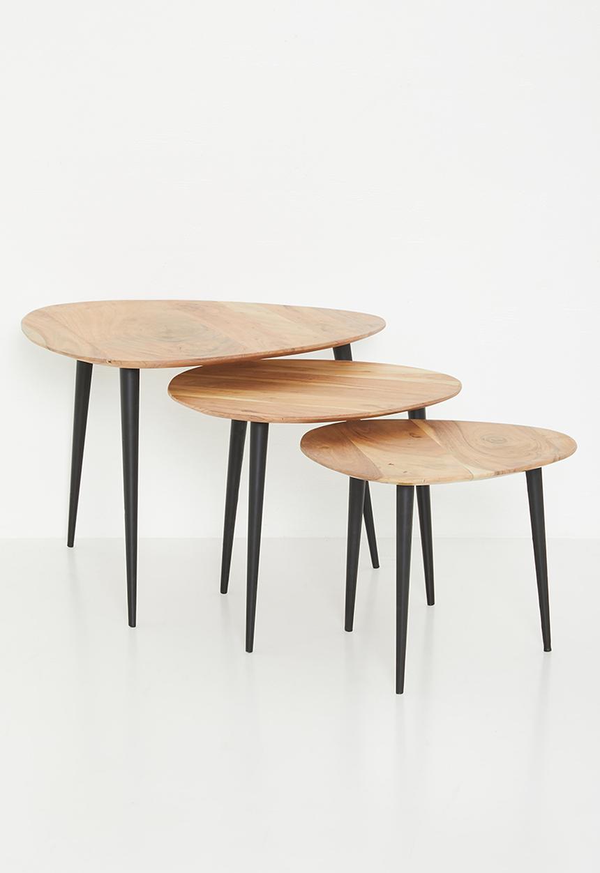 Sixth Floor - Wooden nested table set of 3- Natural