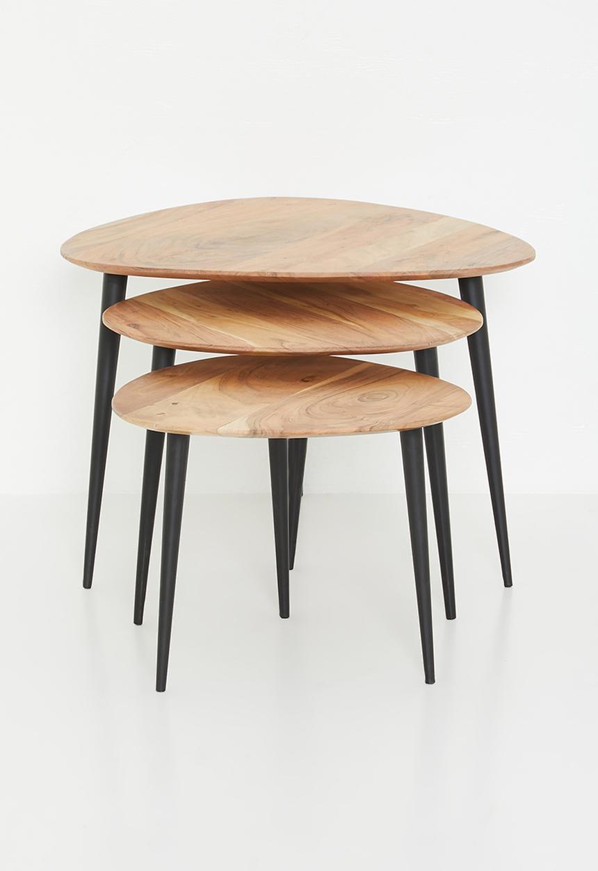 Sixth Floor - Wooden nested table set of 3- Natural