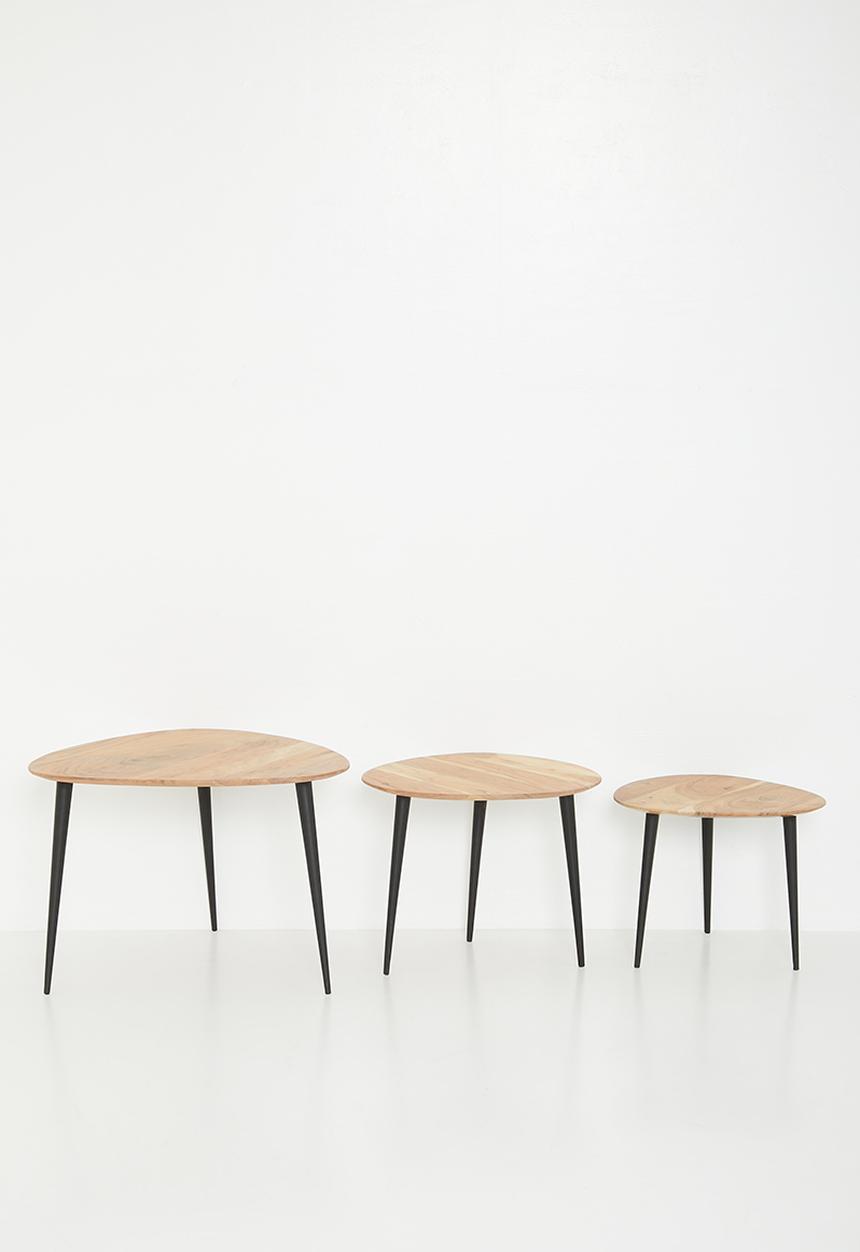 Sixth Floor - Wooden nested table set of 3- Natural
