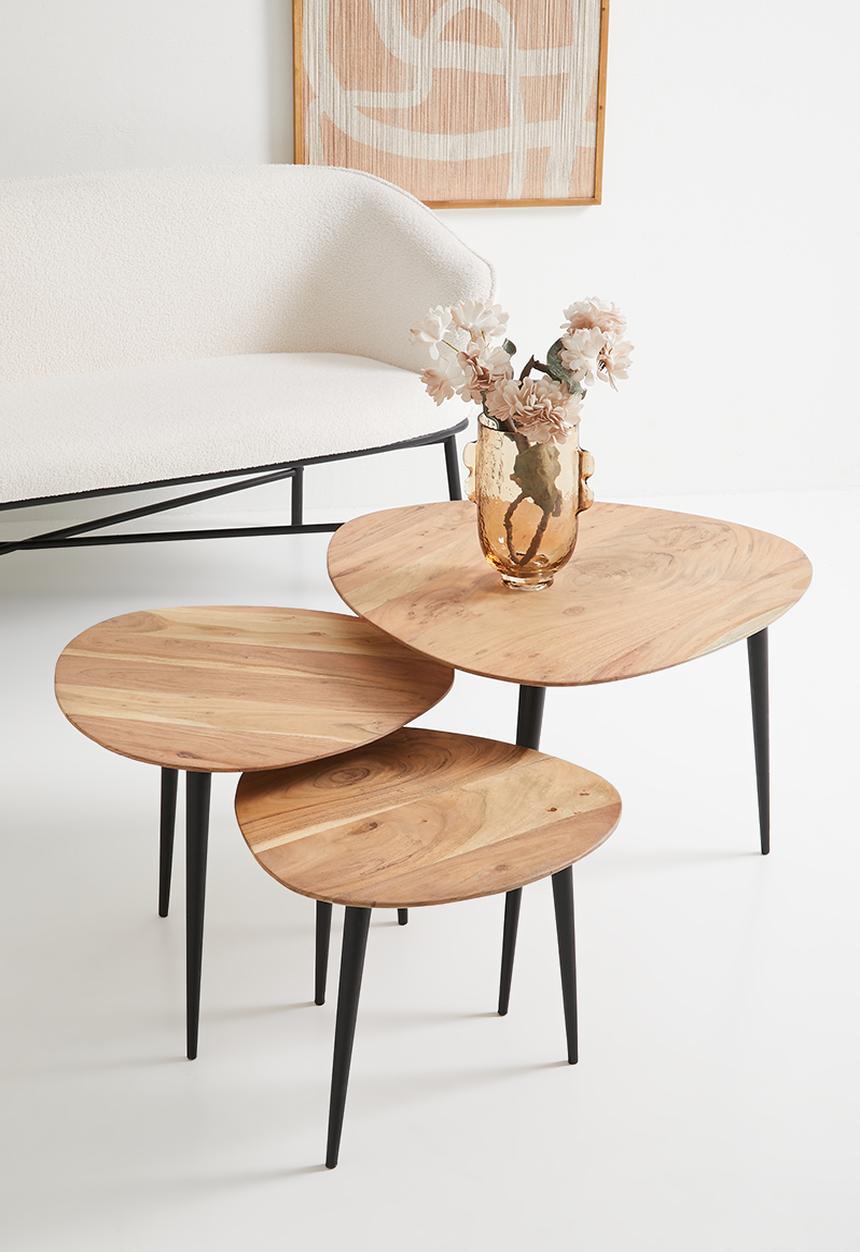 Sixth Floor - Wooden nested table set of 3- Natural