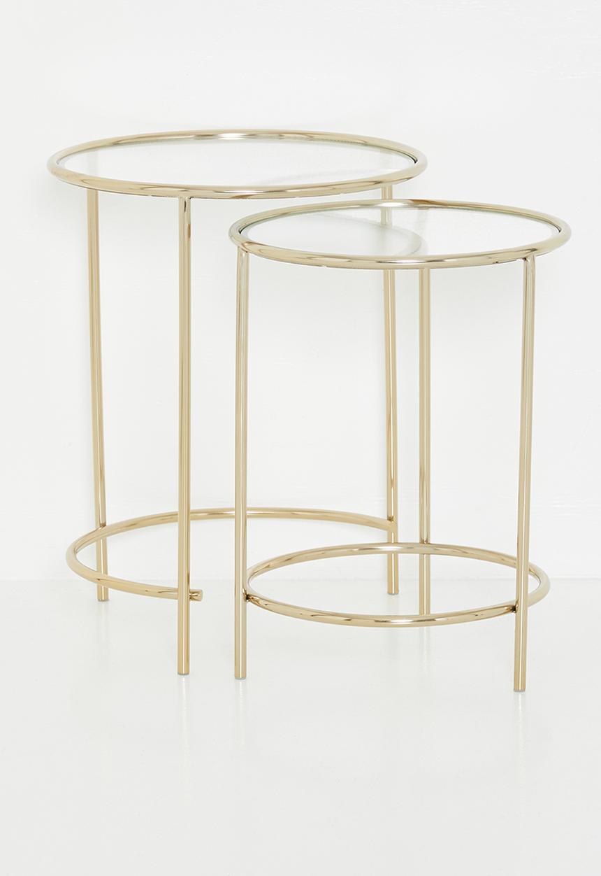 Sixth Floor - Glass top nested side table set - brass
