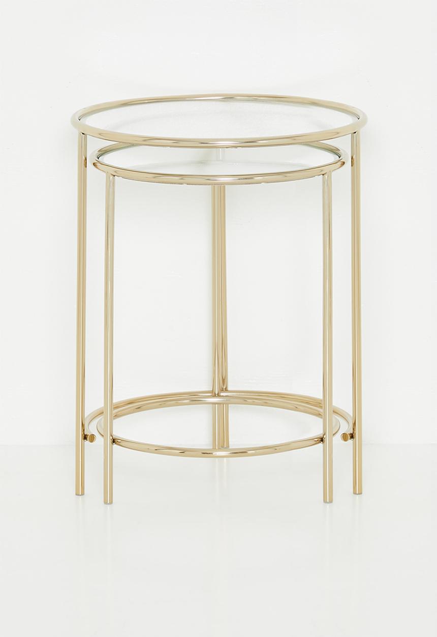 Sixth Floor - Glass top nested side table set - brass