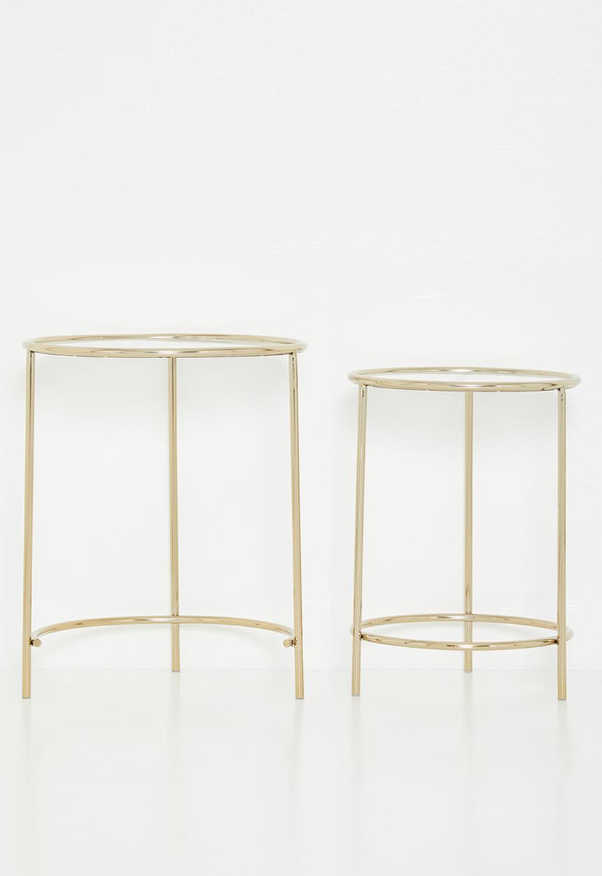 Sixth Floor - Glass top nested side table set - brass