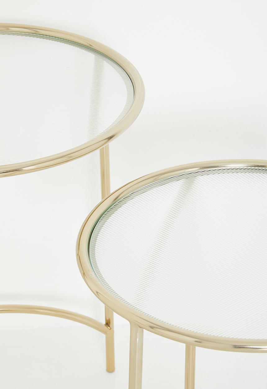 Sixth Floor - Glass top nested side table set - brass