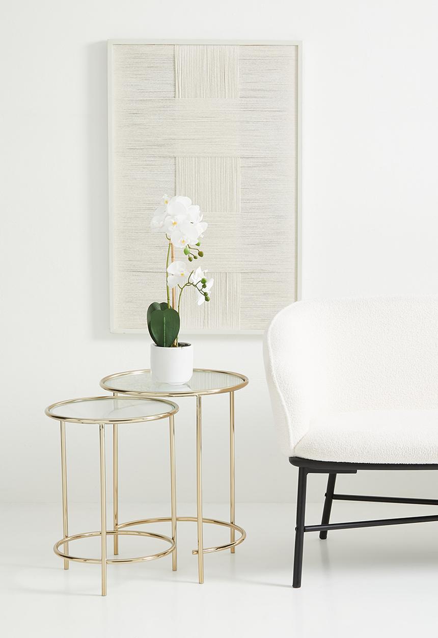 Sixth Floor - Glass top nested side table set - brass