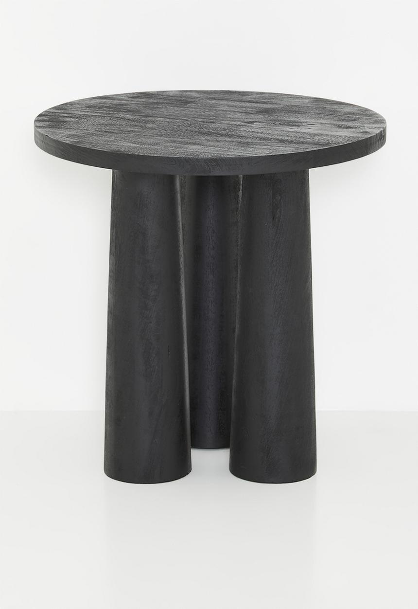 Sixth Floor - Luna wooden Round Side Table-Black
