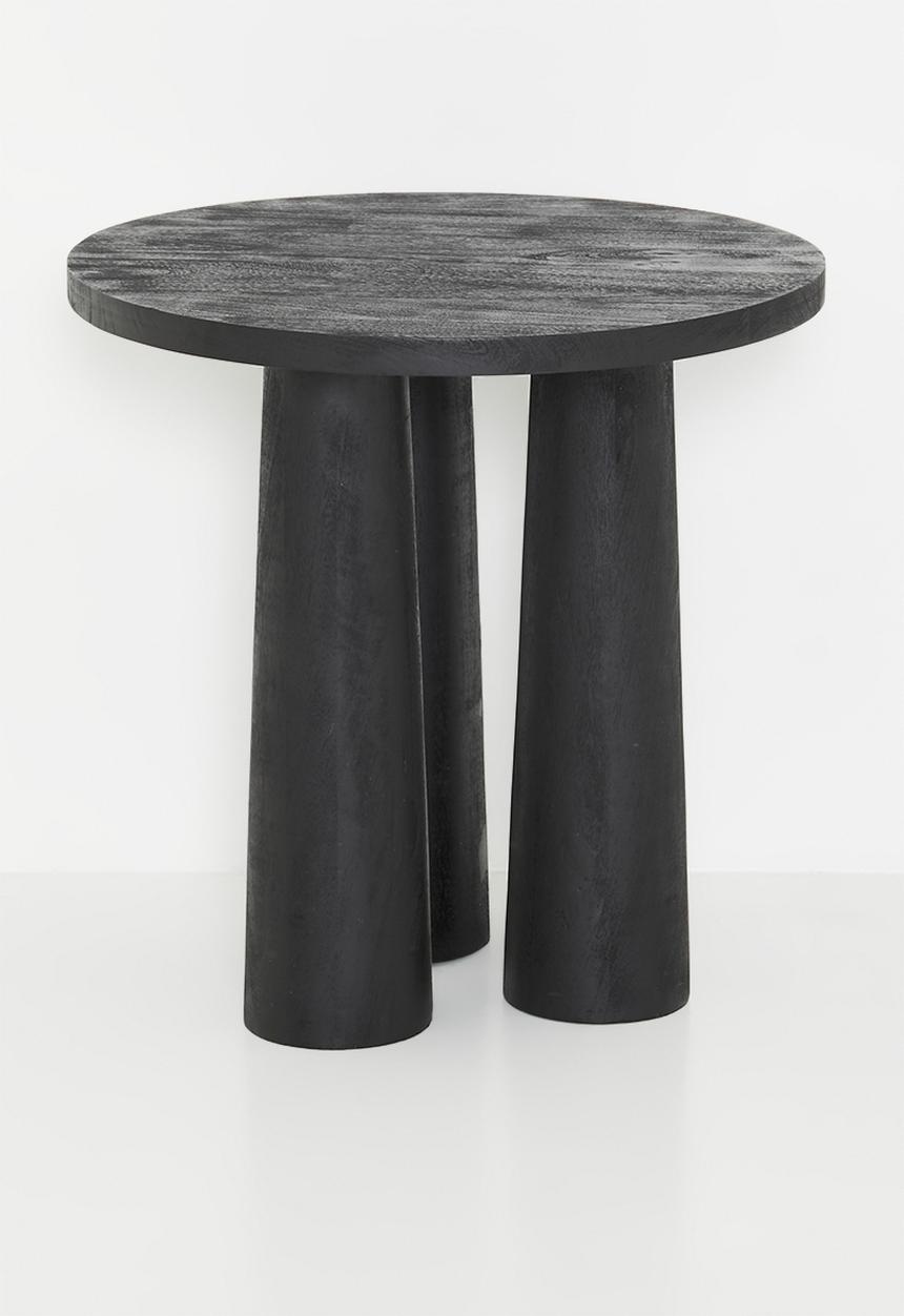 Sixth Floor - Luna wooden Round Side Table-Black