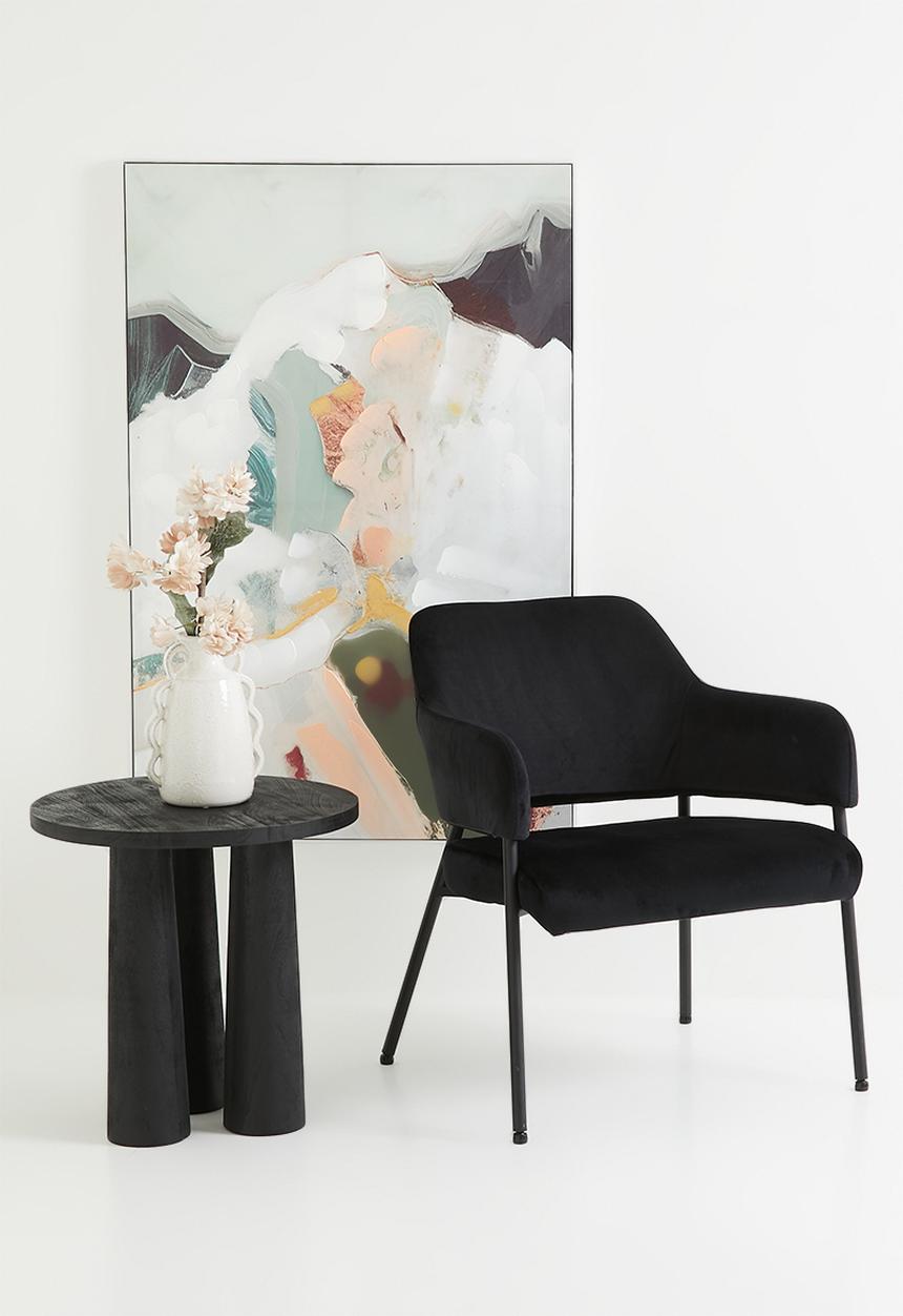 Sixth Floor - Luna wooden Round Side Table-Black