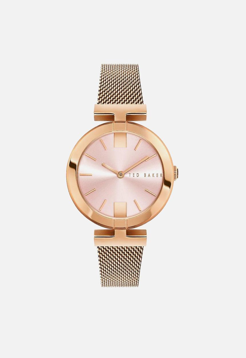 Ted Baker - Sst rose-gold casepink sunray dial sst rose - gold mesh band