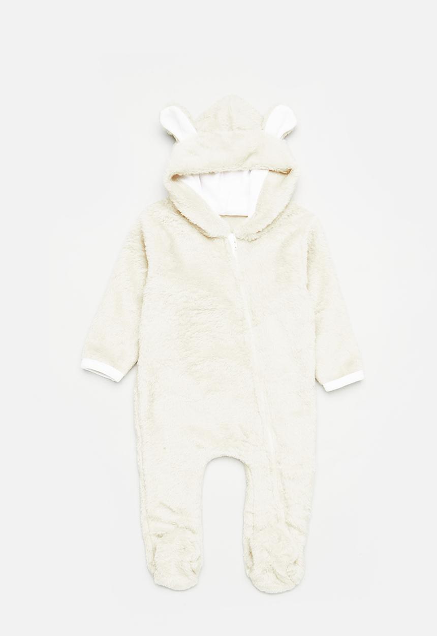 Little Lumps - Fleece zip babygrow - beige