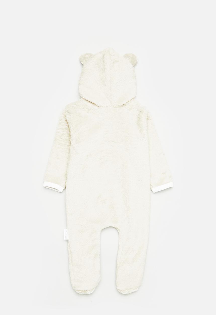 Little Lumps - Fleece zip babygrow - beige