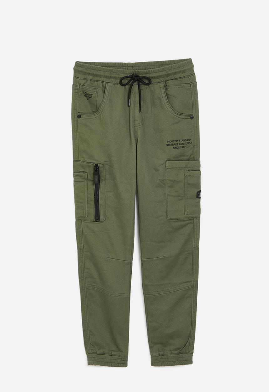 SOVIET - Boys fashion cargo jogger - olive