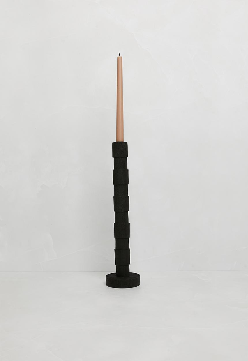 Sixth Floor - Textured Large Candle holder -Black