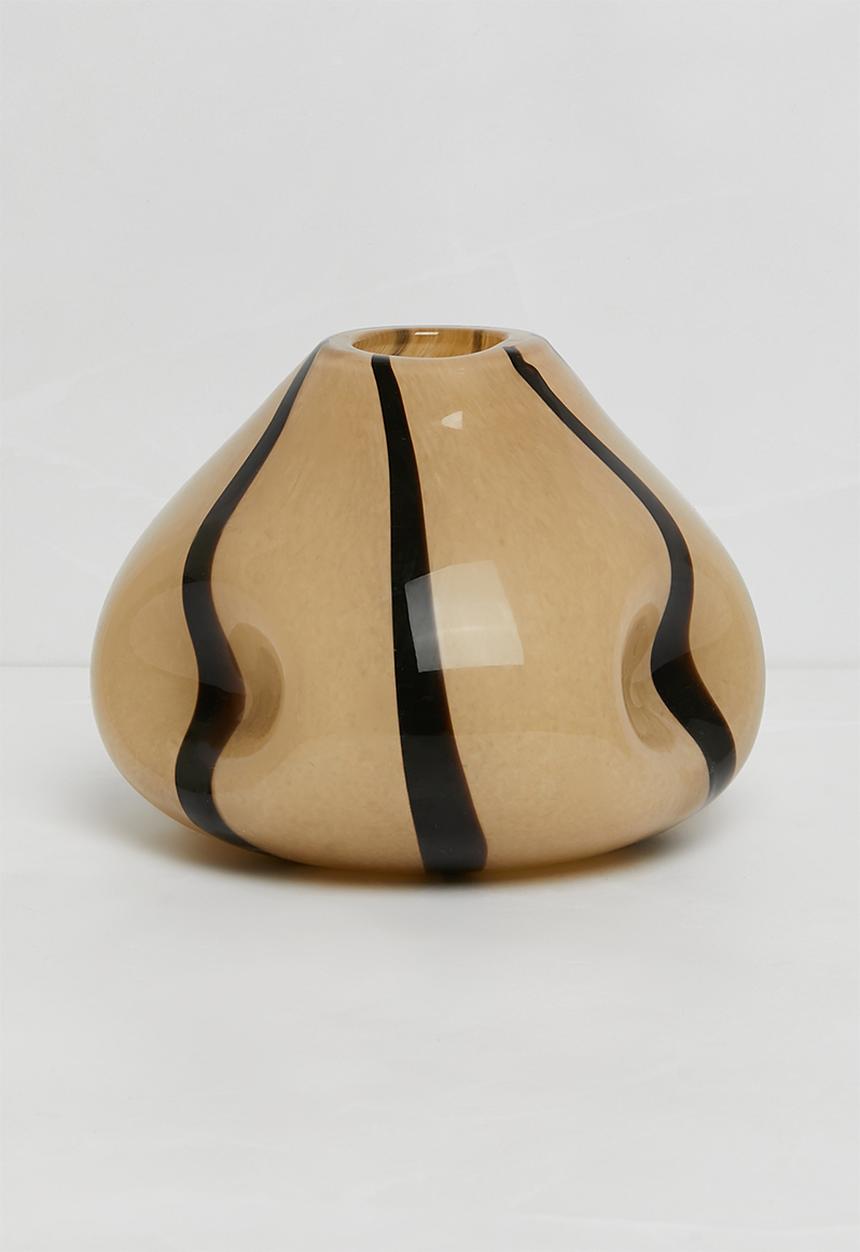 Sixth Floor - Organic Stripe Glass Vase  - Natural & Black 