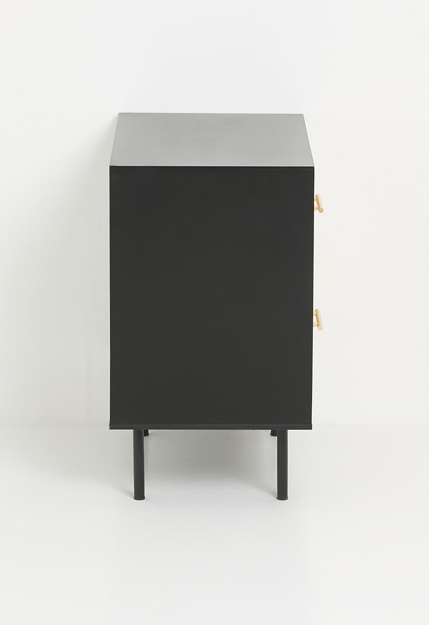 Sixth Floor - Adani oak veneer bedside table- Black & Natural