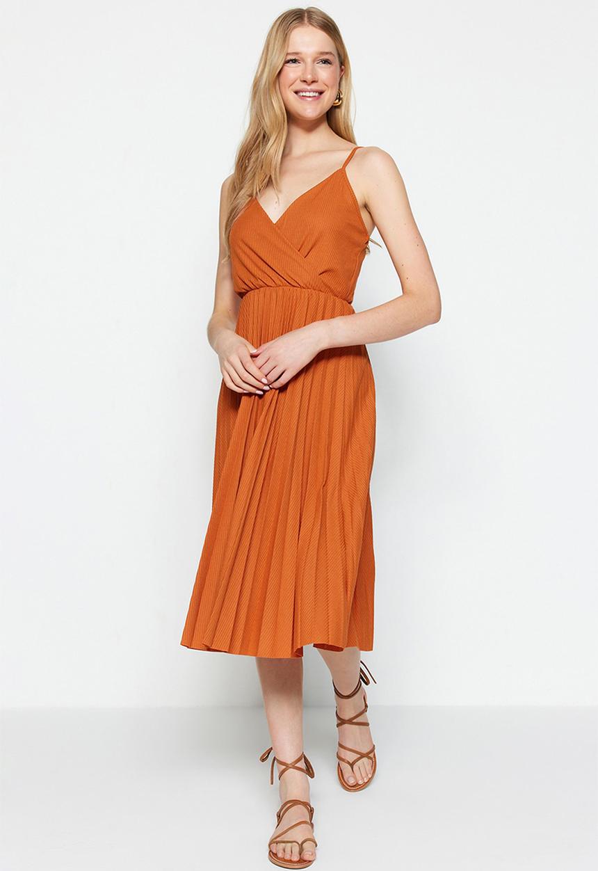 Trendyol - Waist opening knit dress - brown