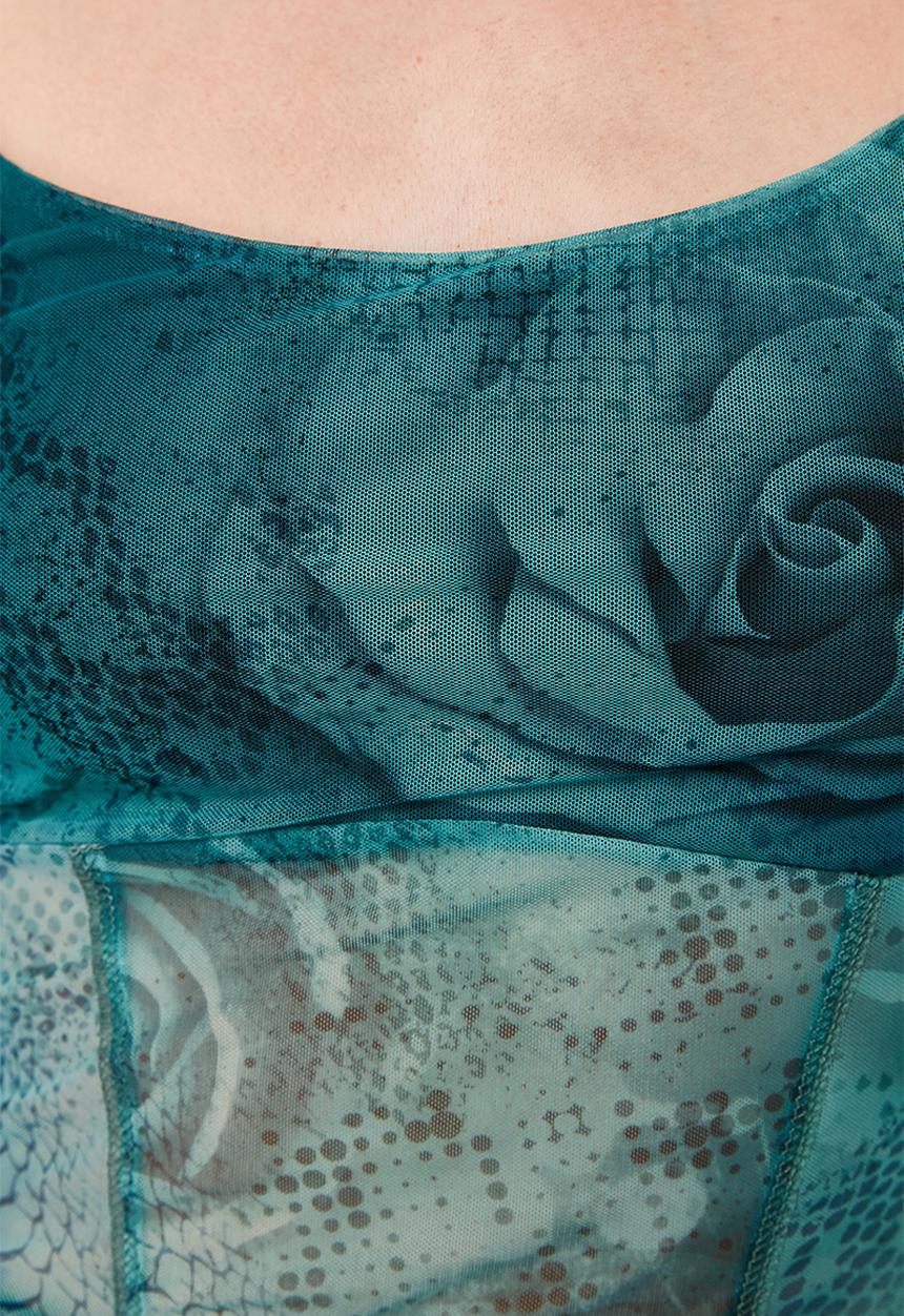 Trendyol - Dark green patterned knit blouse - dark green