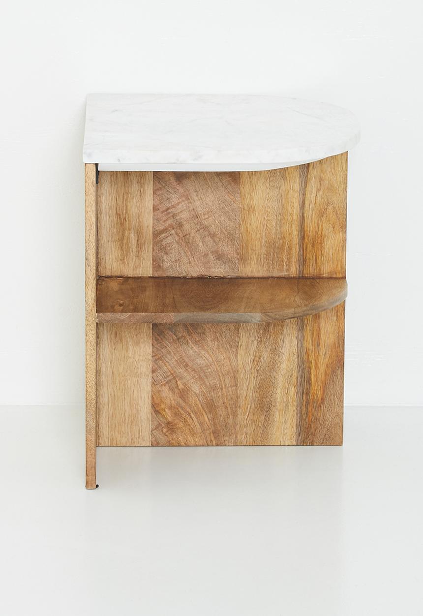 Sixth Floor - Pahedra marble & wood  Bedside Table - Natural