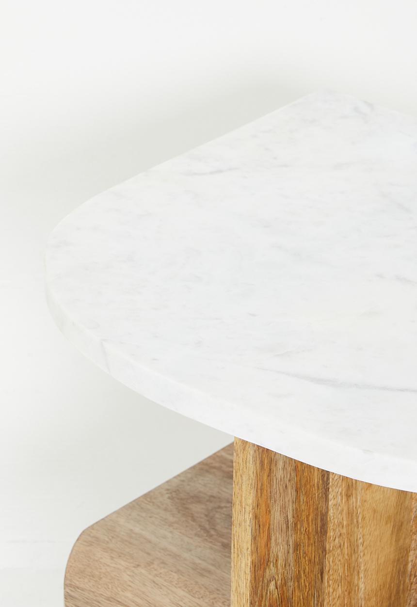 Sixth Floor - Pahedra marble & wood  Bedside Table - Natural