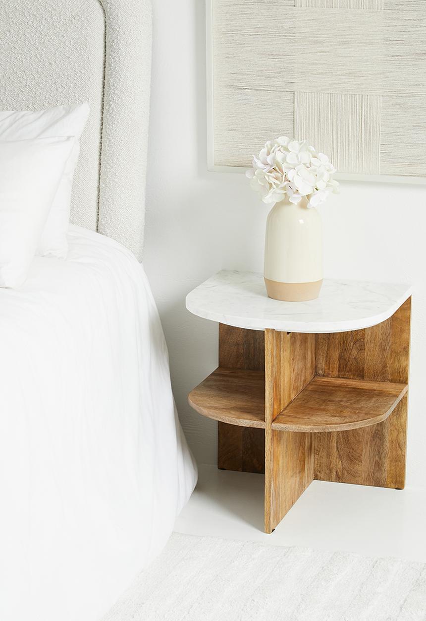 Sixth Floor - Pahedra marble & wood  Bedside Table - Natural